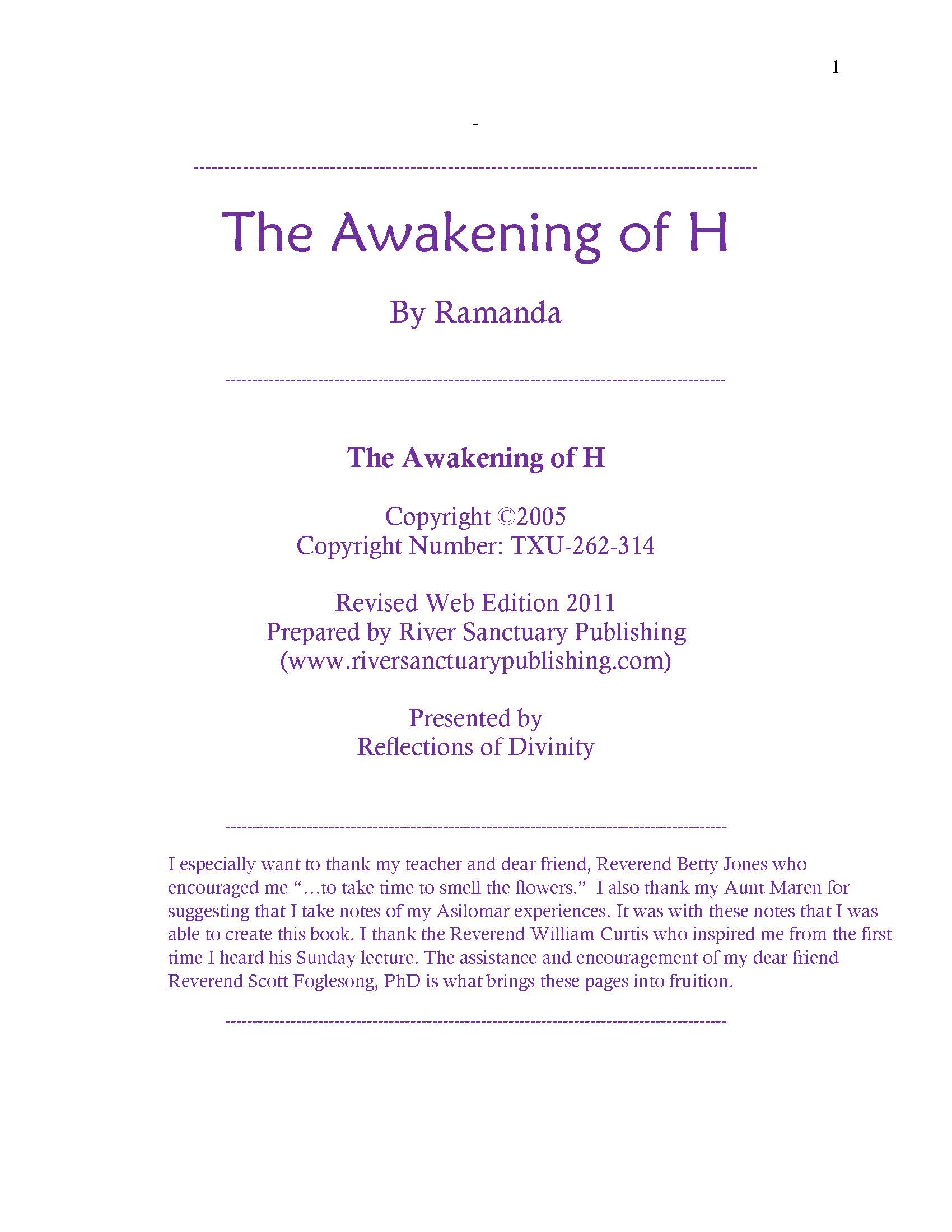 The Awakening of H by Ramanda